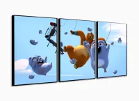 Quadro Decorativo Grizzy e os Lemmings 2 120x60 3 peças em tecido com moldura filete - Foto 3