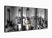 Quadro Decorativo Guitarras 120x60  em tecido com moldura filete - Foto 3
