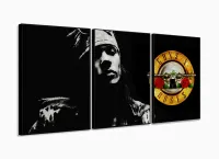 Quadro Decorativo Guns N' Roses 120x60 3 pç com moldura filete - Foto 3