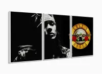 Quadro Decorativo Guns N' Roses 120x60 3 pç com moldura filete - Foto 4