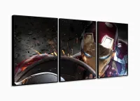 Quadro Decorativo Homem de Ferro 8 3 peças 120x60  cm em tecid com moldura filete - Foto 3