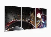 Quadro Decorativo Homem de Ferro 8 3 peças 120x60  cm em tecid com moldura filete - Foto 4