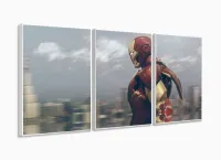 Quadro Decorativo Homem de ferro A 3 peças 120x60  cm em tec com moldura filete - Foto 4