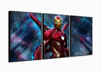 Quadro Decorativo Homem de ferro C 3 peças 120x60  cm em  Tecido com moldura filete - Foto 3