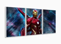 Quadro Decorativo Homem de ferro C 3 peças 120x60  cm em  Tecido com moldura filete - Foto 4