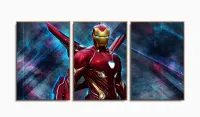 Quadro Decorativo Homem de ferro C 3 peças 120x60  cm em  Tecido com moldura filete - Foto 6