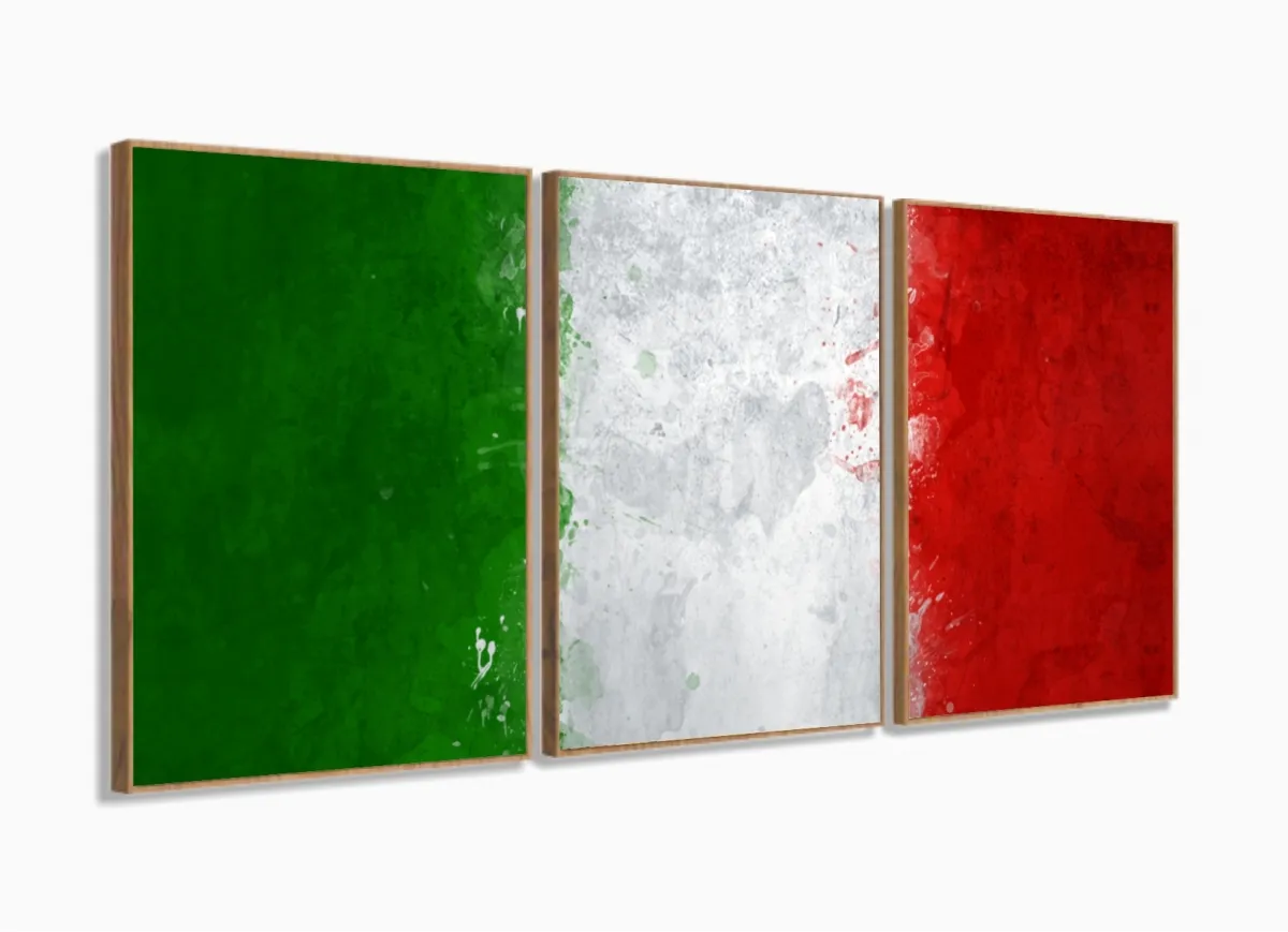 Quadro decorativo Italia Bandeira com Tela de Tecido com moldura filete Imagem