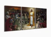 Quadro Decorativo Jesus Poder Deus 120x60 3 peças com moldura filete - Foto 2