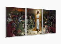 Quadro Decorativo Jesus Poder Deus 120x60 3 peças com moldura filete - Foto 4