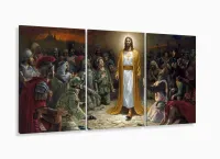 Quadro Decorativo Jesus Poder Deus 120x60 3 peças com moldura filete - Foto 5