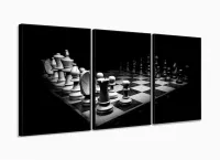 Quadro Decorativo Jogo De Xadrez 120x60 3 peças com moldura filete - Foto 3