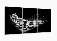 Quadro Decorativo Jogo De Xadrez 120x60 3 peças com moldura filete - Foto 5