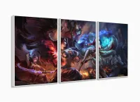 Quadro Decorativo Jogos lol 3 peças 120x60 com moldura filete - Foto 4