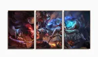 Quadro Decorativo Jogos lol 3 peças 120x60 com moldura filete - Foto 6