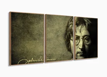 Quadro Decorativo John Lennon 120x60 3 peças com moldura filete