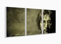 Quadro Decorativo John Lennon 120x60 3 peças com moldura filete - Foto 4
