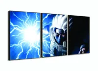 Quadro Decorativo Kakashi Sensei Mosaico Em Tecido 120x60 3 peças com moldura filete - Foto 2