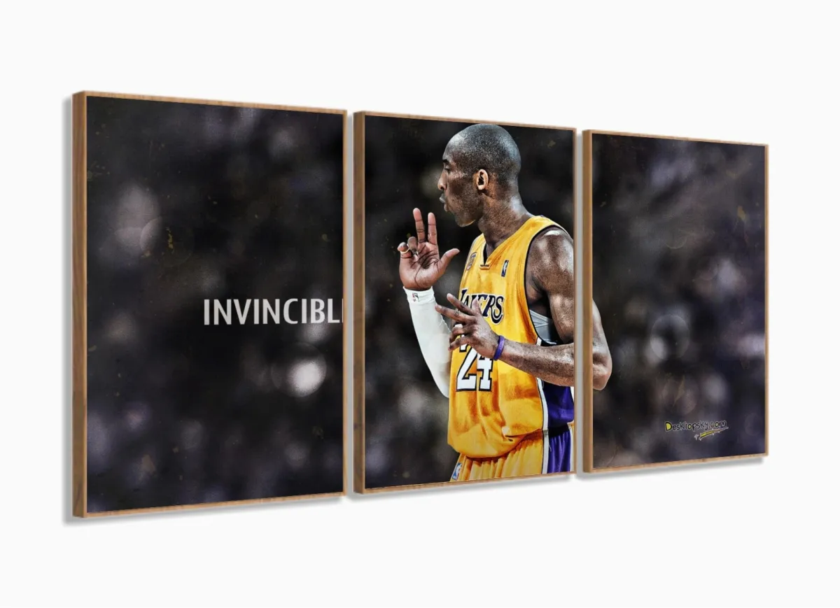 Quadro decorativo Kobe Bryant Invincible Tela em Tecido com moldura filete Imagem