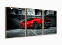 Quadro Decorativo Lamborghini Vermelha 120x60  em tecido com moldura filete