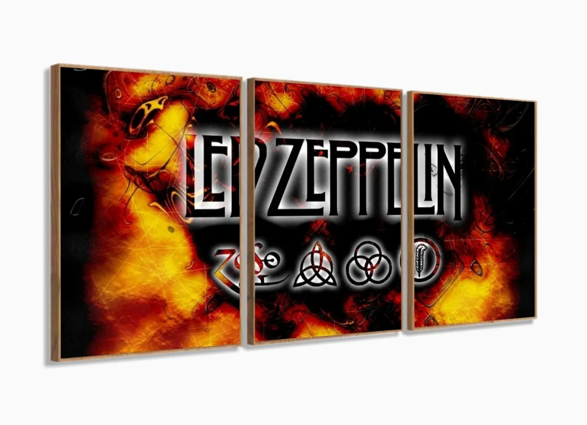 Quadro Decorativo Ledzeppelin 3 peças 120x60 com moldura filete Imagem