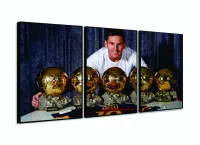 Quadro Decorativo Lionel Messi 3 peças 120x60  cm em tecido com moldura filete - Foto 3