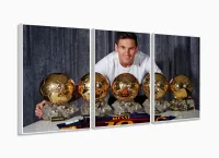 Quadro Decorativo Lionel Messi 3 peças 120x60  cm em tecido com moldura filete - Foto 4