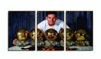 Quadro Decorativo Lionel Messi 3 peças 120x60  cm em tecido com moldura filete - Foto 6