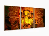 Quadro Decorativo Lord Ghanesha 120x60 3 pçs sala quarto com moldura filete