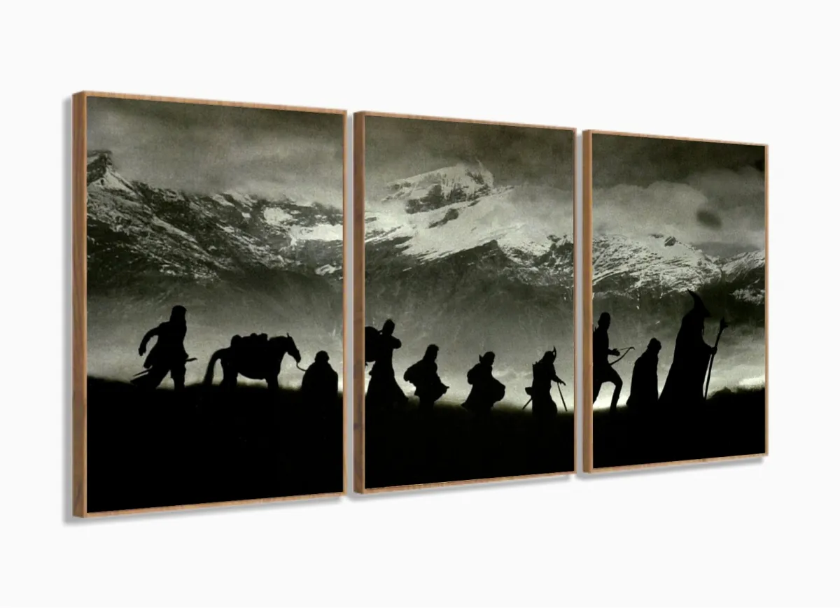 Quadro Decorativo Lord Of The Rings 3 peças 120x60 com moldura filete Imagem