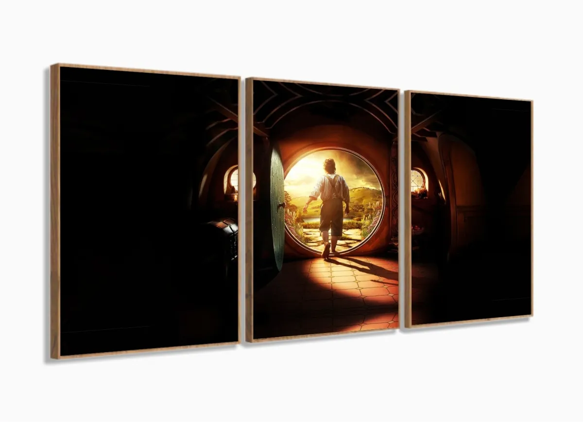 Quadro Decorativo Lord-Of-The-Rings 3 peças 120x60  cm em tec com moldura filete Imagem