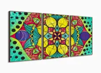 Quadro decorativo Mandala Colorido Mosaico 120x60 3 peças com moldura filete - Foto 2