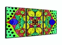 Quadro decorativo Mandala Colorido Mosaico 120x60 3 peças com moldura filete - Foto 3