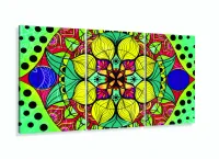 Quadro decorativo Mandala Colorido Mosaico 120x60 3 peças com moldura filete - Foto 5