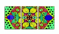 Quadro decorativo Mandala Colorido Mosaico 120x60 3 peças com moldura filete - Foto 6