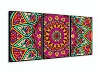 Quadro Decorativo Mandala Rosa Com Tela Em Tecido com moldura filete - Foto 3