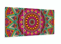 Quadro Decorativo Mandala Rosa Com Tela Em Tecido com moldura filete - Foto 5