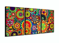 Quadro Decorativo Mandalas Coloridas 120x60 3 pç com moldura filete - Foto 3