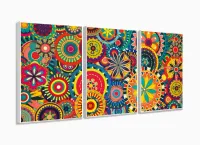 Quadro Decorativo Mandalas Coloridas 120x60 3 pç com moldura filete - Foto 4