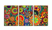 Quadro Decorativo Mandalas Coloridas 120x60 3 pç com moldura filete - Foto 6
