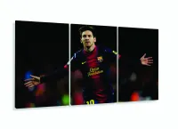 Quadro Decorativo Messi 3 peças 120x60  cm em tecido com moldura filete - Foto 5