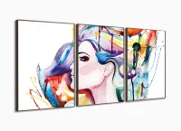 Quadro Decorativo Moderno Mulher Aquarela Sala Salão com moldura filete - Foto 2