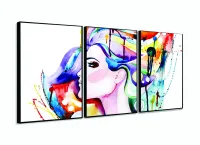 Quadro Decorativo Moderno Mulher Aquarela Sala Salão com moldura filete - Foto 3