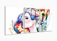 Quadro Decorativo Moderno Mulher Aquarela Sala Salão com moldura filete - Foto 4