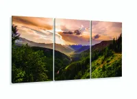 Quadro Decorativo Montanha Raios Solares 120x60  Sala Quarto com moldura filete - Foto 5