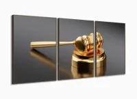 Quadro decorativo Mosaico Justiça Direito Martelo Gold com moldura filete - Foto 2