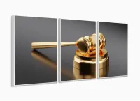 Quadro decorativo Mosaico Justiça Direito Martelo Gold com moldura filete - Foto 4