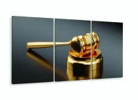 Quadro decorativo Mosaico Justiça Direito Martelo Gold com moldura filete - Foto 5
