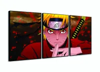 Quadro decorativo Mosaico Para Quarto Naruto Shippuden com moldura filete - Foto 3