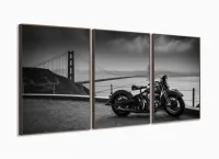 Quadro Decorativo Moto Golden Gate 120x60 3 peças Sala Quarto com moldura filete - Foto 2