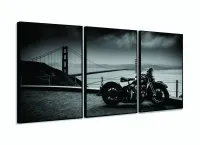 Quadro Decorativo Moto Golden Gate 120x60 3 peças Sala Quarto com moldura filete - Foto 3